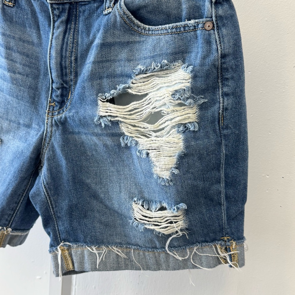 KanCan LA Distressed Rolled Up Mini Denim Jean Shorts Medium KC8407YT - Picture 4 of 11
